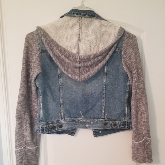 Free People denim jacket with knit sleeves - Picture 4 of 5